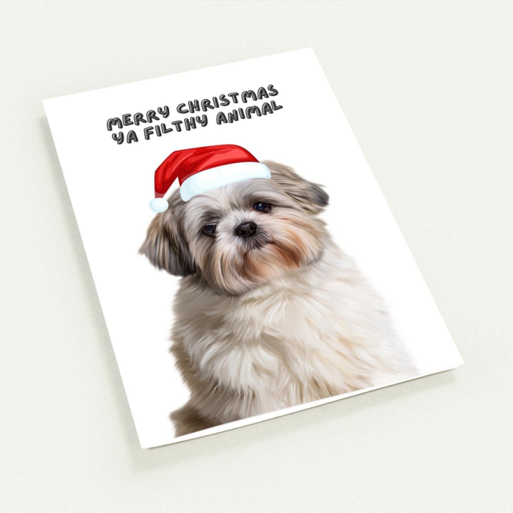 Pet Portraits | Merry Christmas Ya Filthy Animal Minimalist Greetings Cards | Paw & Glory