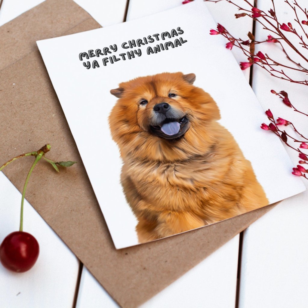 Pet Portraits | Merry Christmas Ya Filthy Animal Minimalist Greetings Cards | Paw & Glory