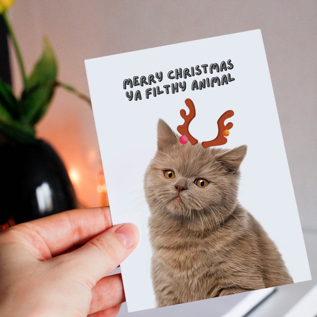 Pet Portraits | Merry Christmas Ya Filthy Animal Minimalist Greetings Cards | Paw & Glory