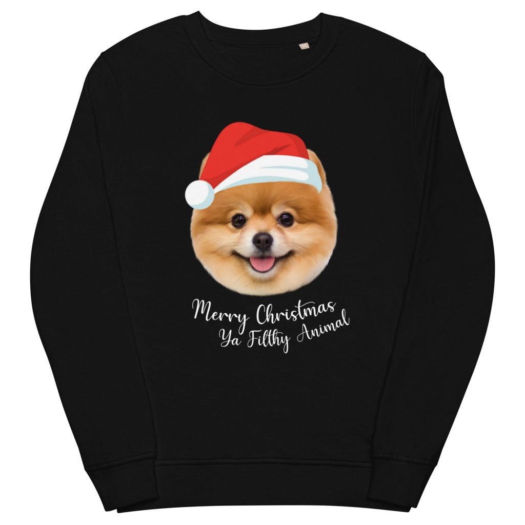 Pet Portraits | Merry Christmas Ya Filthy Animal Minimalist Pet Face Sweatshirt | Paw & Glory
