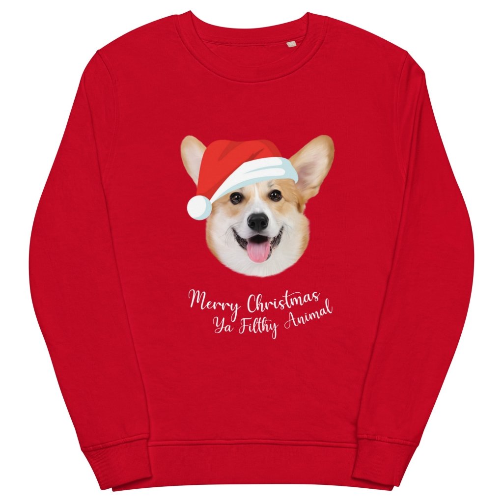 Pet Portraits | Merry Christmas Ya Filthy Animal Minimalist Pet Face Sweatshirt | Paw & Glory