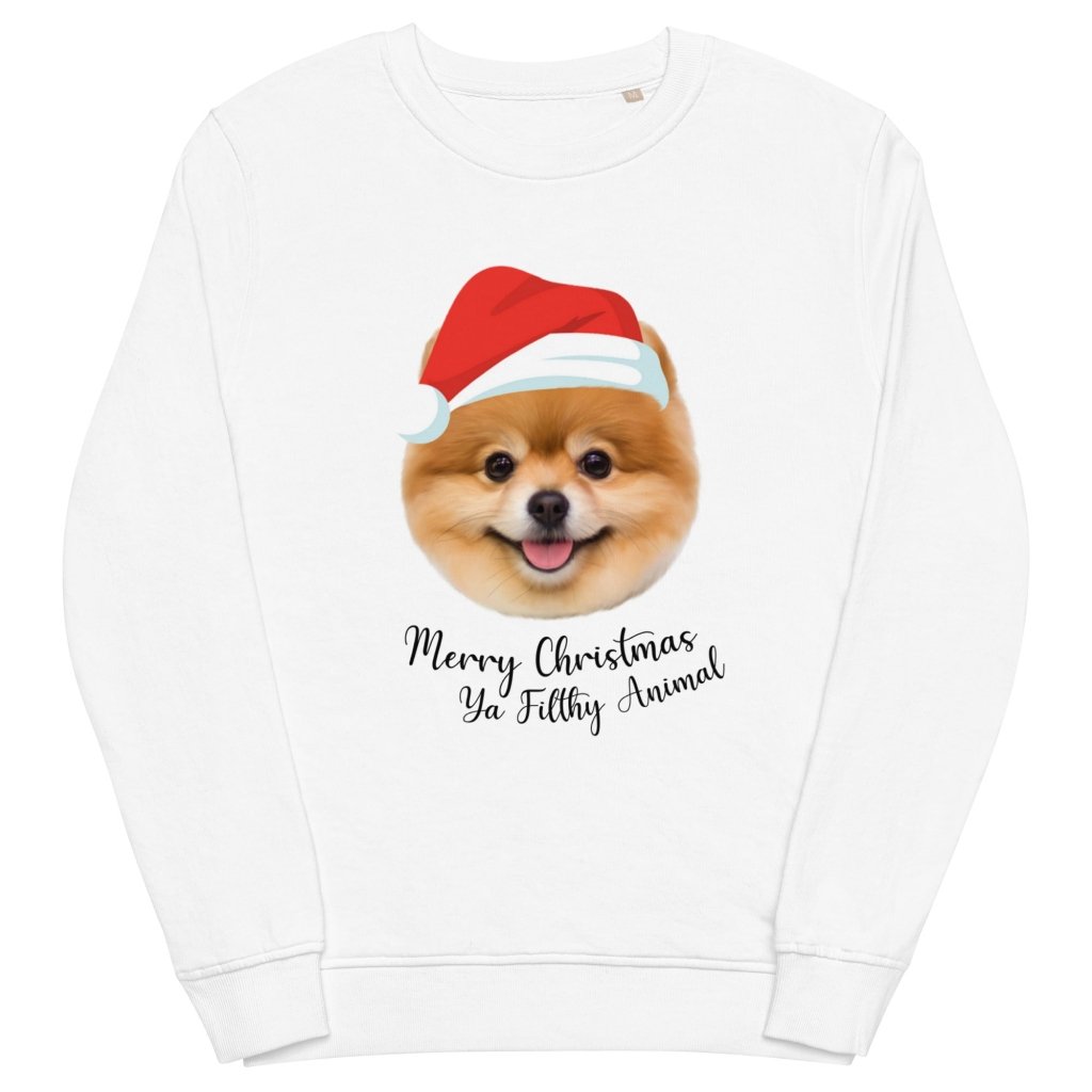 Pet Portraits | Merry Christmas Ya Filthy Animal Minimalist Pet Face Sweatshirt | Paw & Glory