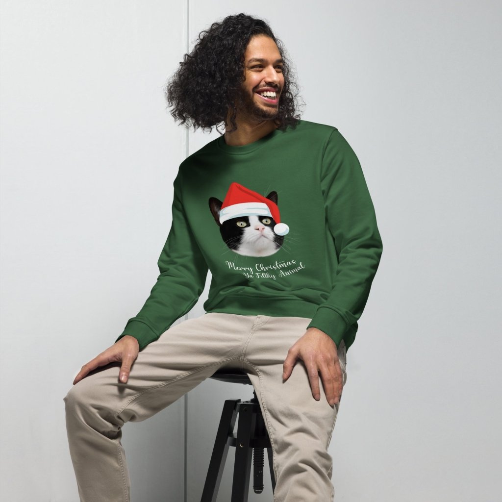 Pet Portraits | Merry Christmas Ya Filthy Animal Minimalist Pet Face Sweatshirt | Paw & Glory