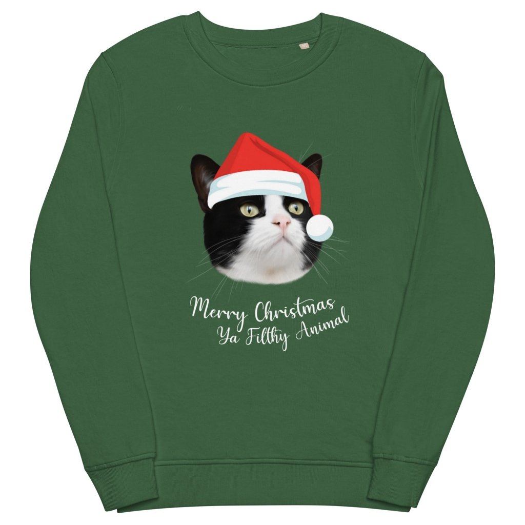 Pet Portraits | Merry Christmas Ya Filthy Animal Minimalist Pet Face Sweatshirt | Paw & Glory