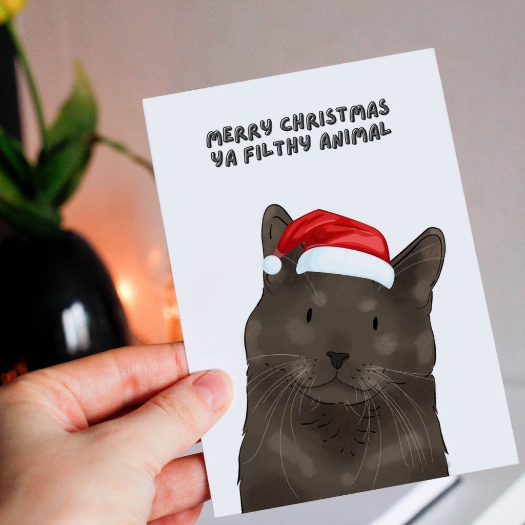 Pet Portraits | Merry Christmas Ya Filthy Animal Watercolour Greetings Cards | Paw & Glory