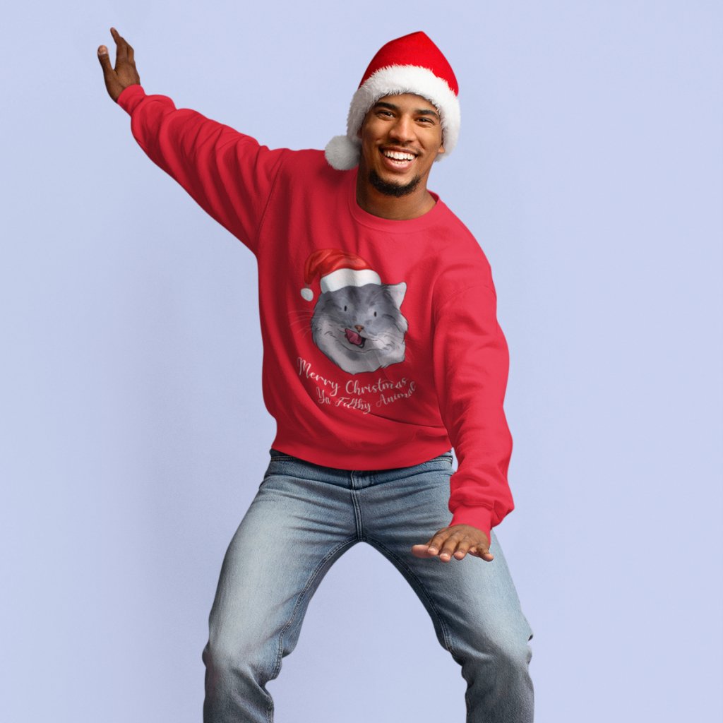 Pet Portraits | Merry Christmas Ya Filthy Animal Watercolour Pet Face Sweatshirt | Paw & Glory