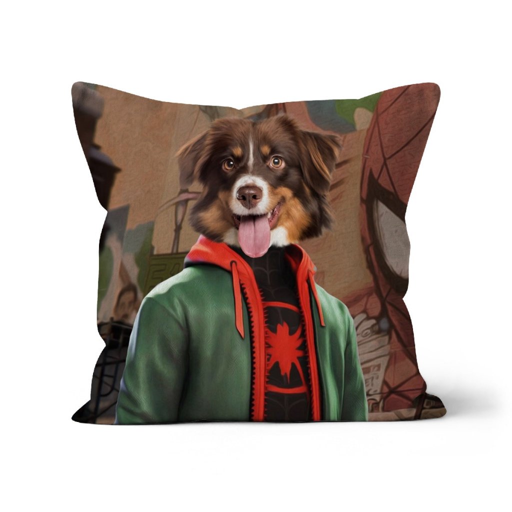 Pet Portraits | Miles Morales (Marvel Inspired): Custom Pet Pillow | Paw & Glory
