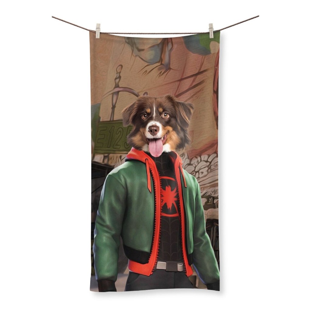 Pet Portraits | Miles Morales (Marvel Inspired): Custom Pet Towel | Paw & Glory