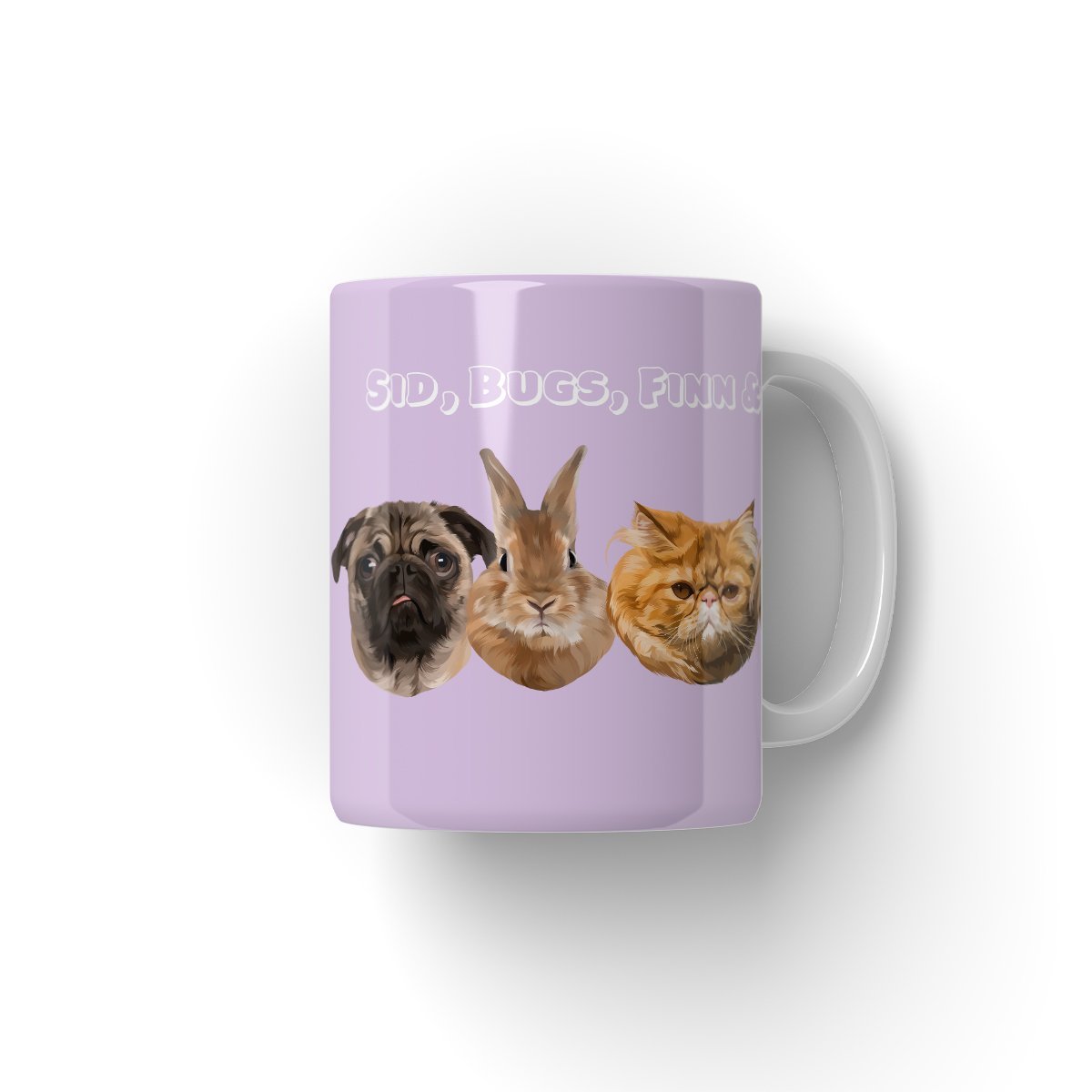 Pet Portraits | Modern: Custom Four Pet Coffee Mug | Paw & Glory