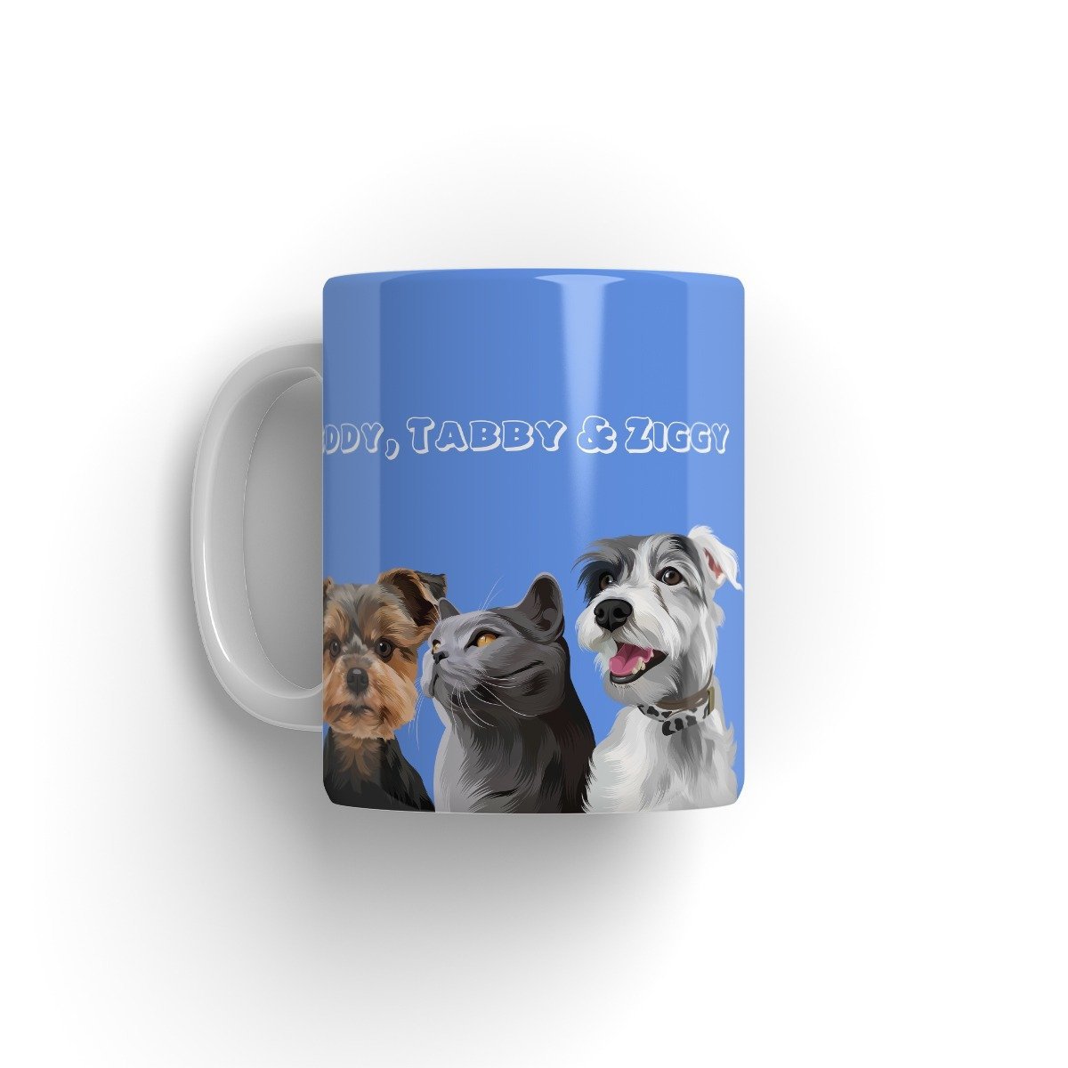 Pet Portraits | Modern: Custom Four Pet Coffee Mug (Half Body) | Paw & Glory