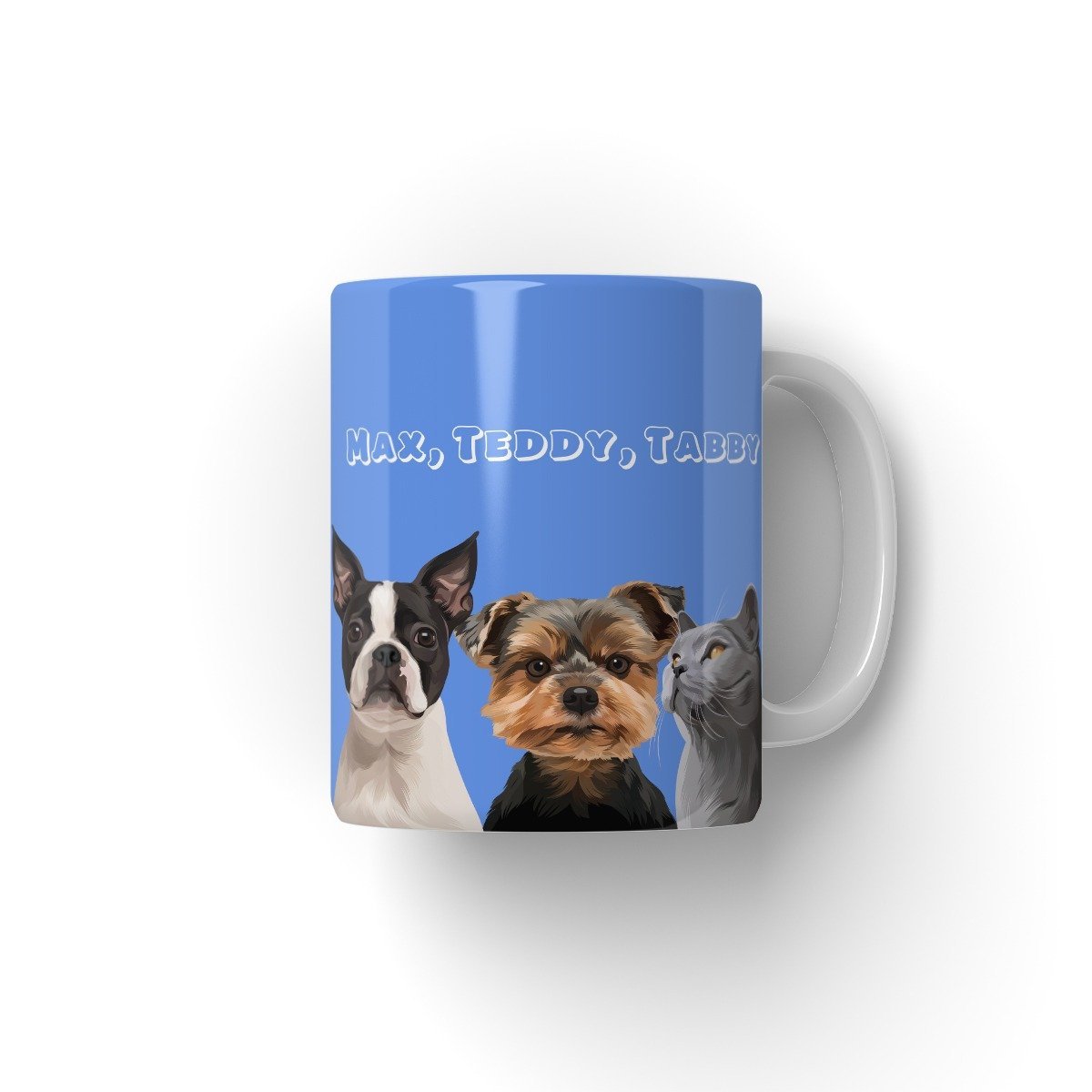 Pet Portraits | Modern: Custom Four Pet Coffee Mug (Half Body) | Paw & Glory
