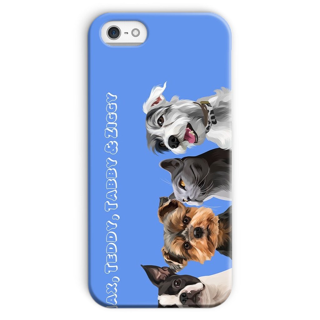 Pet Portraits | Modern: Custom Four Pet Phone Case (Half Body) | Paw & Glory