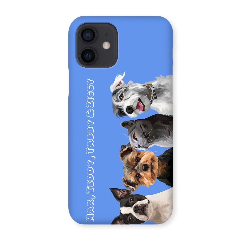 Modern: Custom Four Pet Phone Case (Half Body) - Paw & Glory - Dog Portraits - Pet Portraits