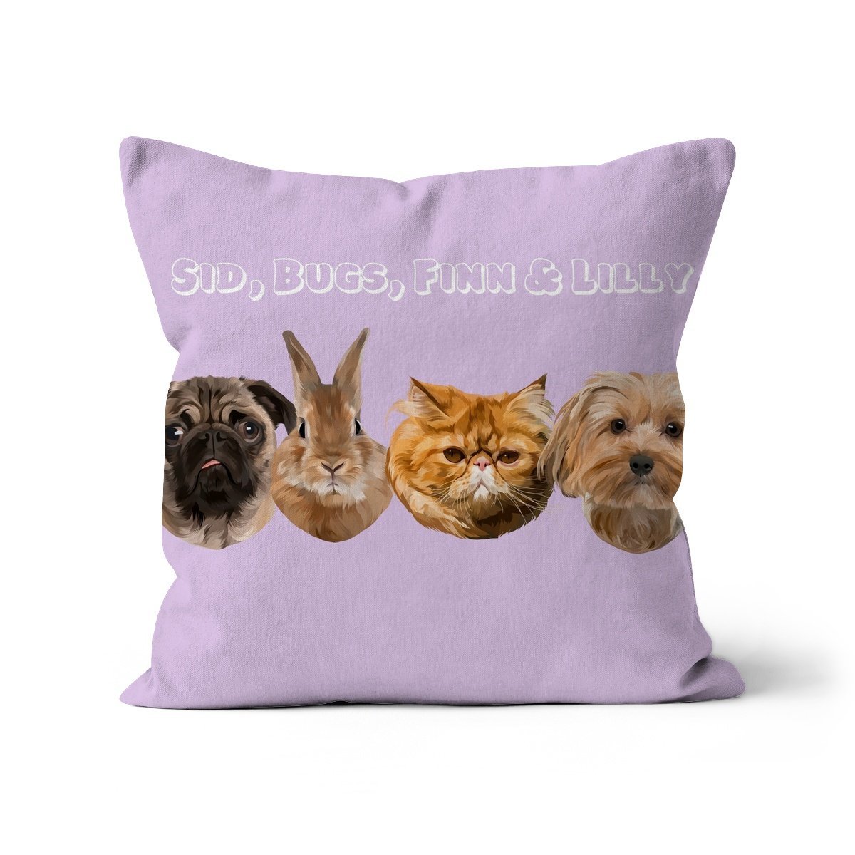 Pet Portraits | Modern: Custom Four Pet Pillow | Paw & Glory