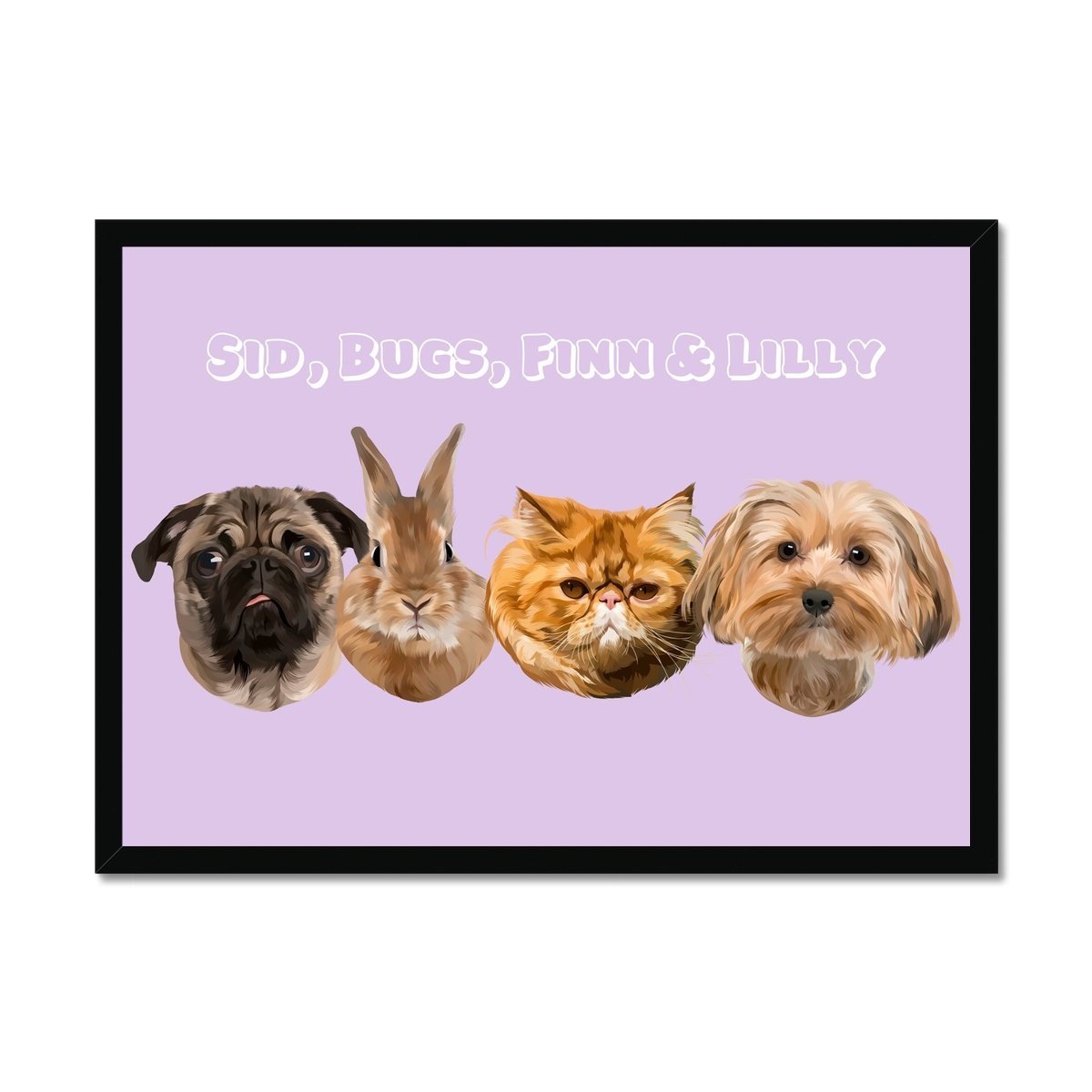 Pet Portraits | Modern: Custom Four Pet Portrait | Paw & Glory