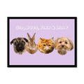 Modern: Custom Four Pet Portrait