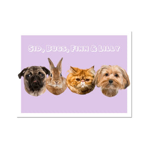 Modern: Custom Four Pet Poster - Paw & Glory - Dog Portraits - Pet Portraits