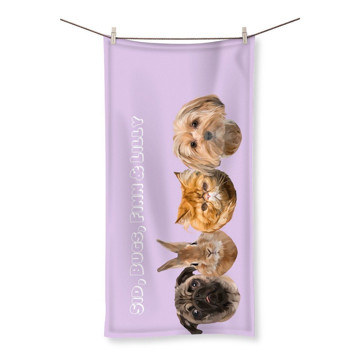 Pet Portraits | Modern: Custom Four Pet Towel | Paw & Glory