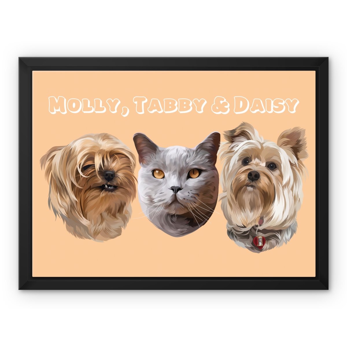 Modern: Custom Three Pet Canvas - Paw & Glory - Dog Portraits - Pet Portraits