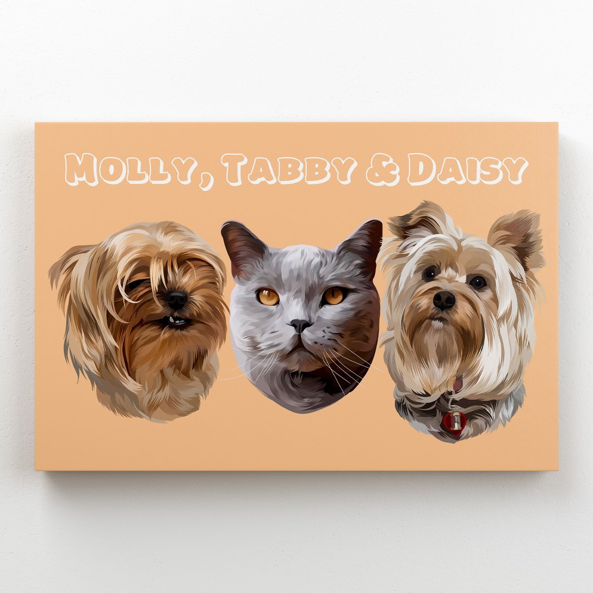 Modern: Custom Three Pet Canvas - Paw & Glory - Dog Portraits - Pet Portraits