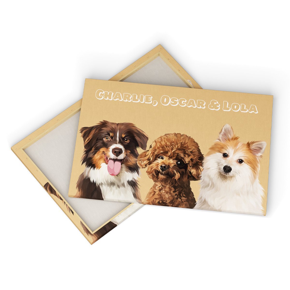 Pet Portraits | Modern: Custom Three Pet Canvas (Half Body) | Paw & Glory