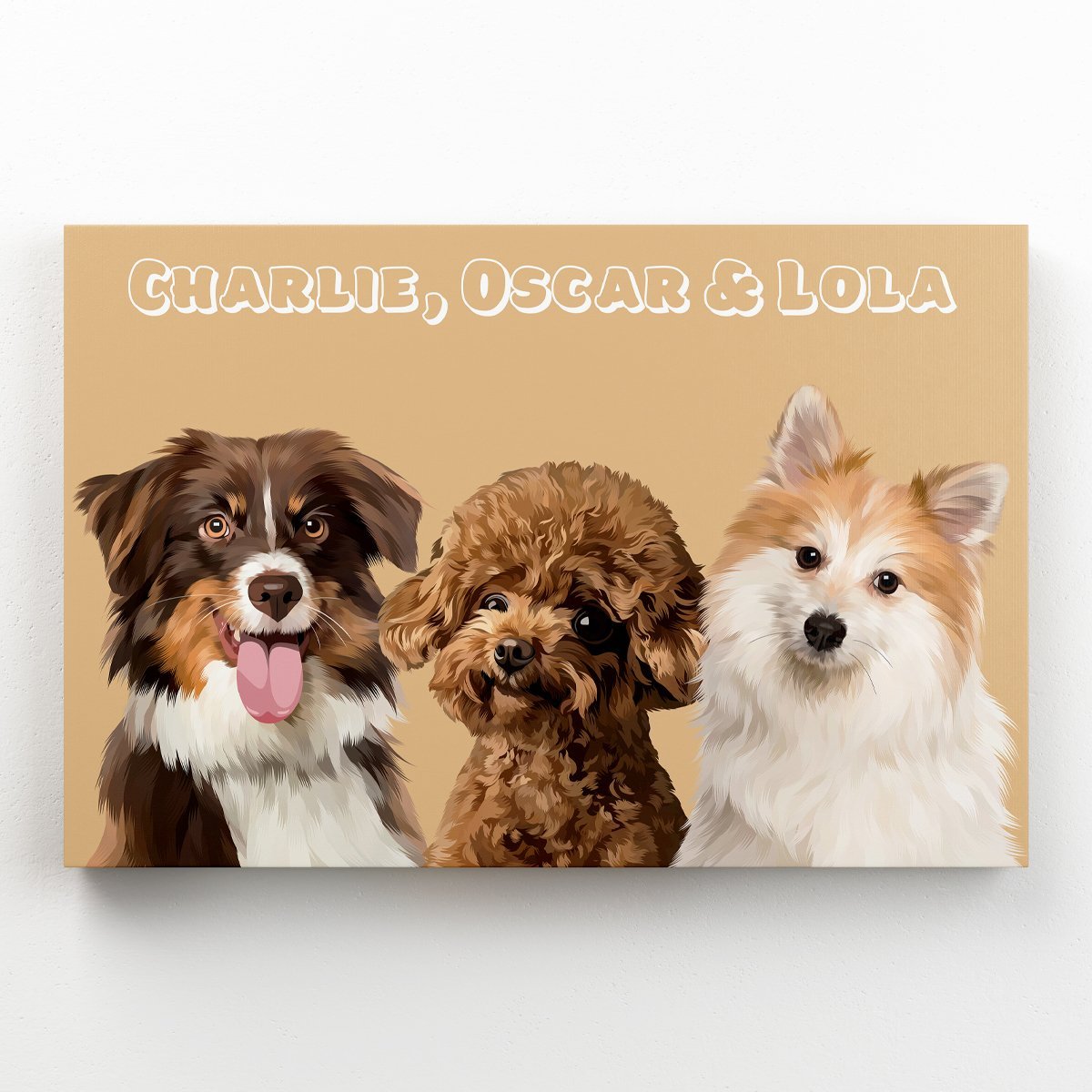 Pet Portraits | Modern: Custom Three Pet Canvas (Half Body) | Paw & Glory