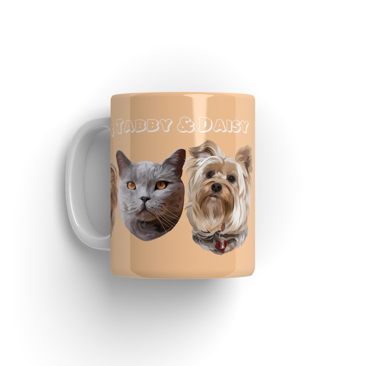 Modern: Custom Three Pet Coffee Mug - Paw & Glory - Dog Portraits - Pet Portraits