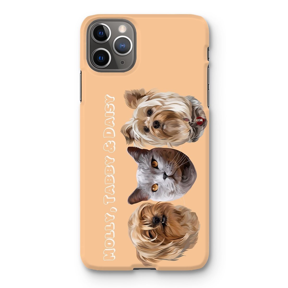 Modern: Custom Three Pet Phone Case - Paw & Glory - Dog Portraits - Pet Portraits
