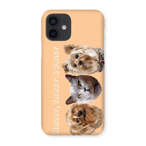 Modern: Custom Three Pet Phone Case - Paw & Glory - Dog Portraits - Pet Portraits