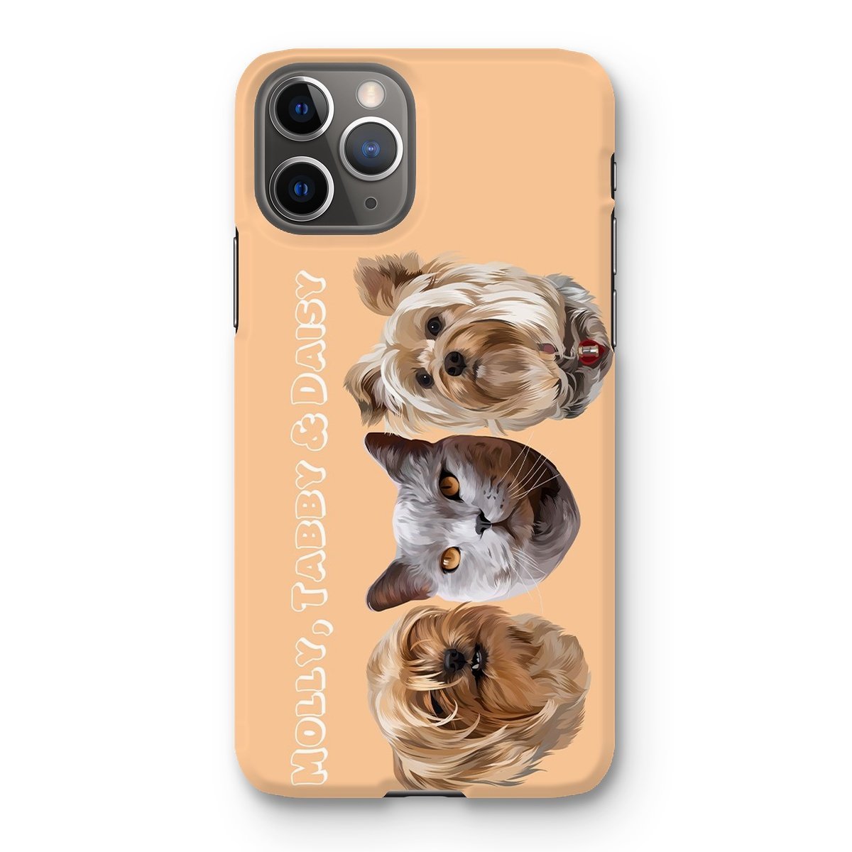 Modern: Custom Three Pet Phone Case - Paw & Glory - Dog Portraits - Pet Portraits