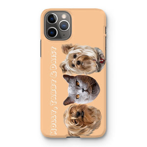 Modern: Custom Three Pet Phone Case - Paw & Glory - Dog Portraits - Pet Portraits
