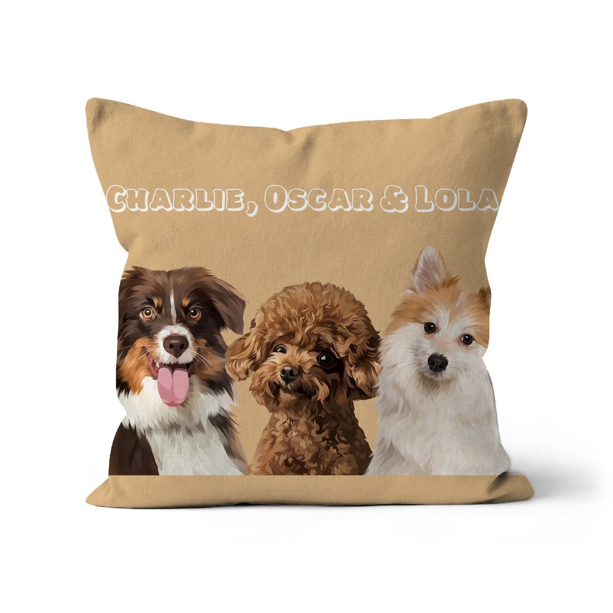 Modern: Custom Three Pet Pillow (Half Body) - Paw & Glory - Dog Portraits - Pet Portraits