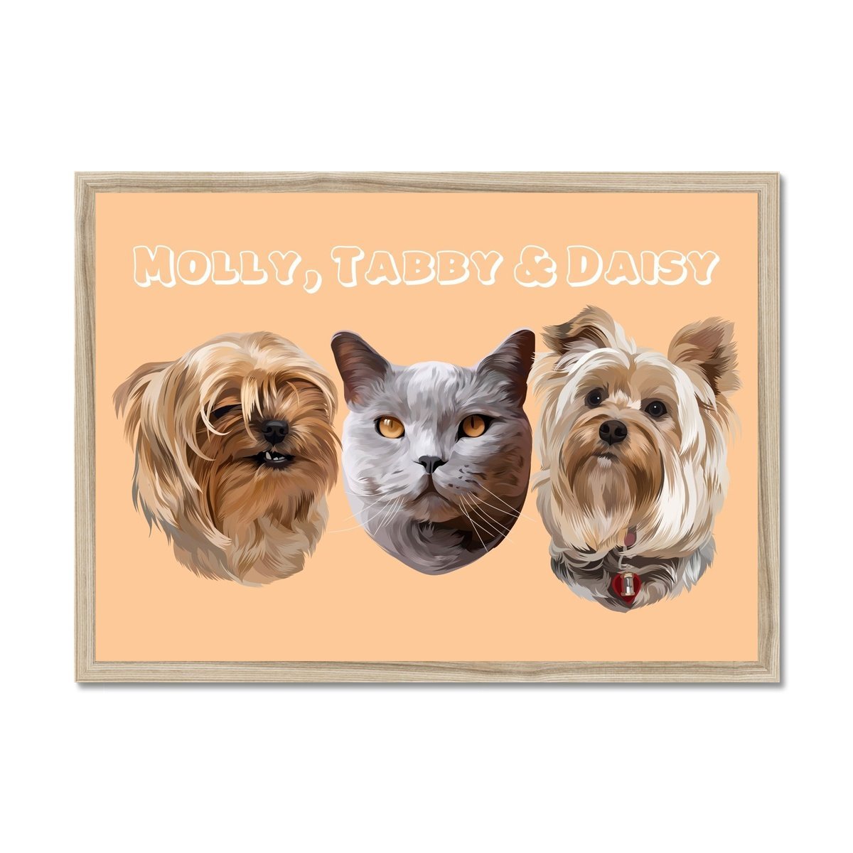 Pet Portraits | Modern: Custom Three Pet Portrait | Paw & Glory