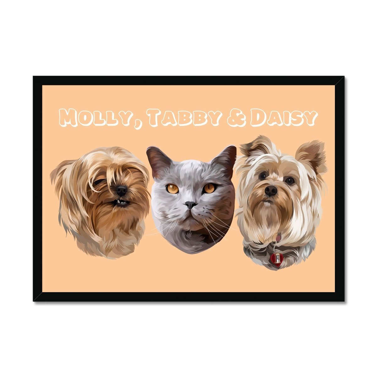 Pet Portraits | Modern: Custom Three Pet Portrait | Paw & Glory