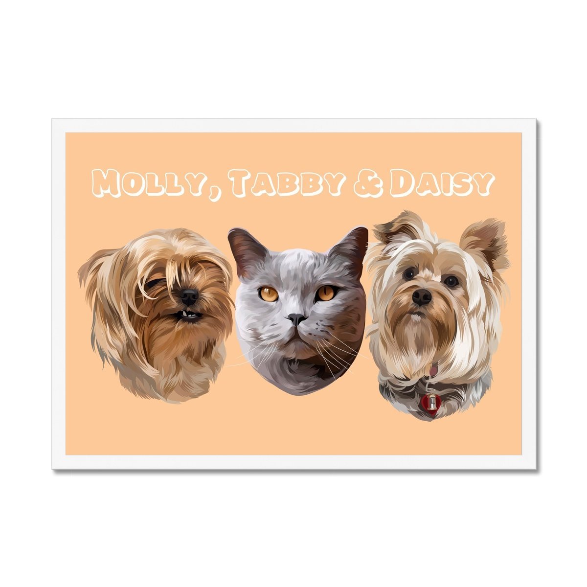 Pet Portraits | Modern: Custom Three Pet Portrait | Paw & Glory