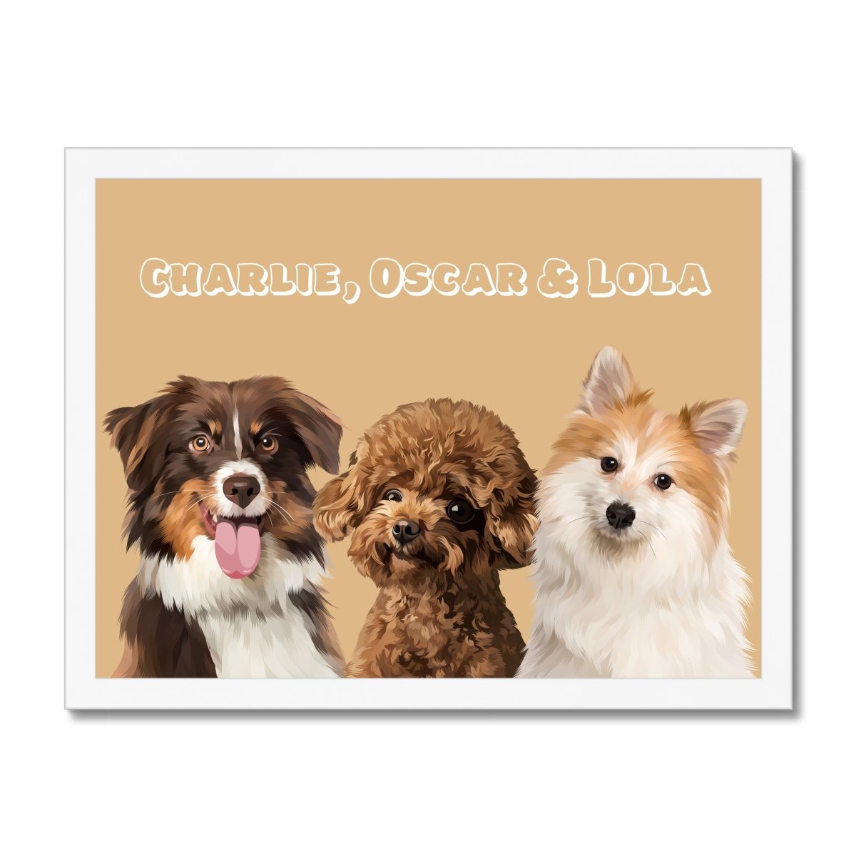 Pet Portraits | Modern: Custom Three Pet Portrait (Half Body) | Paw & Glory