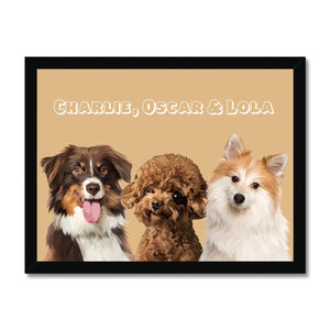 Modern: Custom Three Pet Portrait (Half Body) - Paw & Glory - Dog Portraits - Pet Portraits