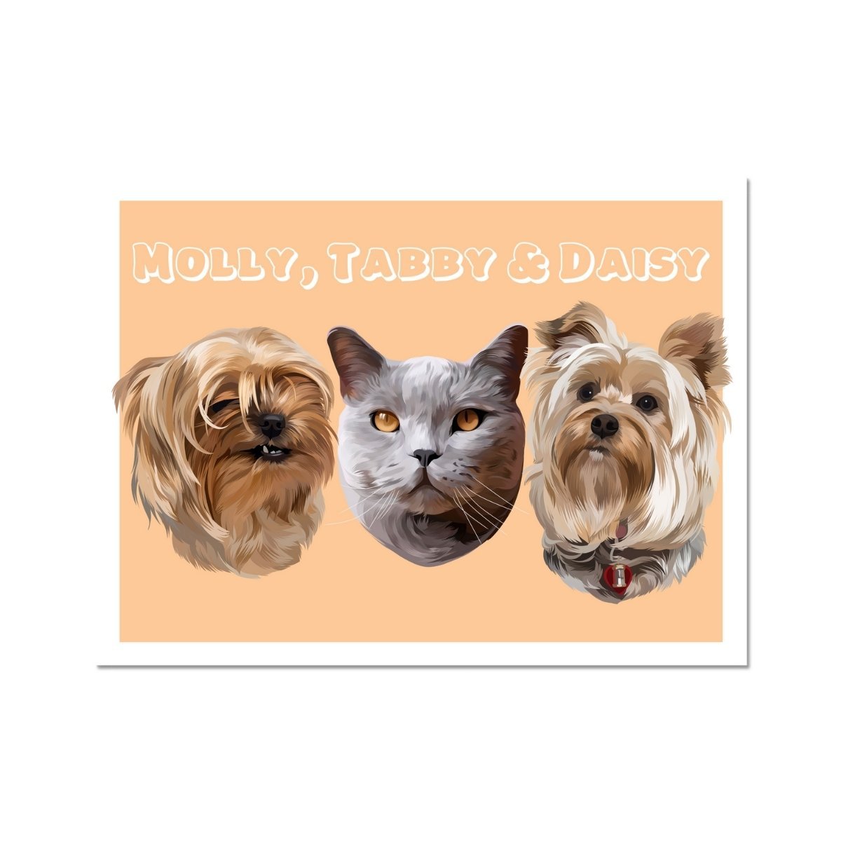 Pet Portraits | Modern: Custom Three Pet Poster | Paw & Glory