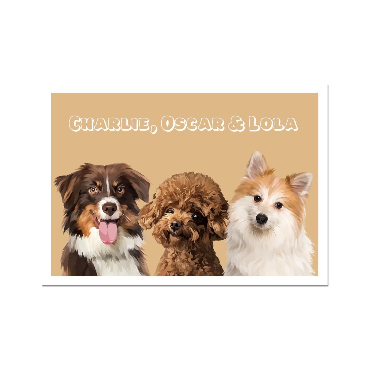 Pet Portraits | Modern: Custom Three Pet Poster (Half Body) | Paw & Glory