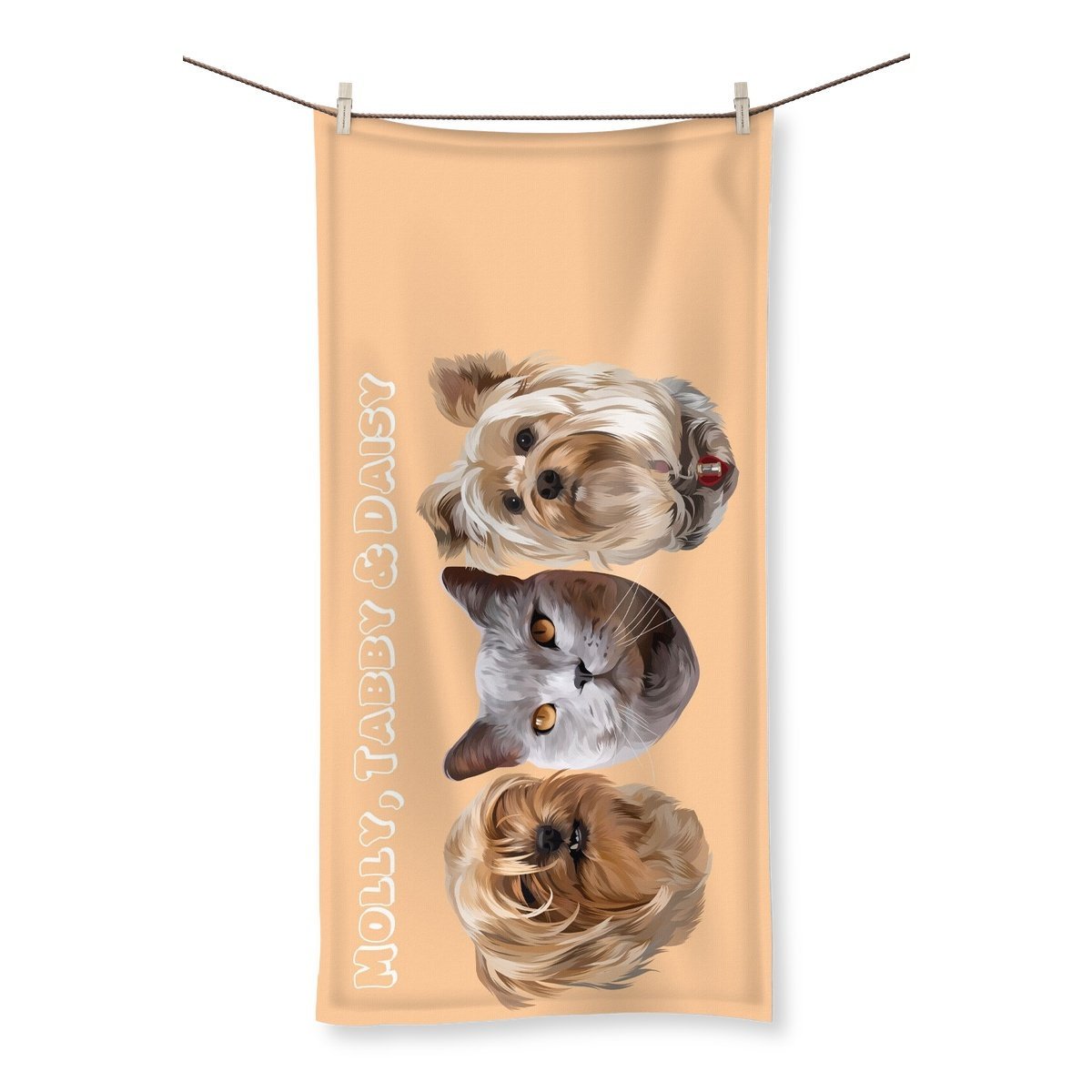 Pet Portraits | Modern: Custom Three Pet Towel | Paw & Glory