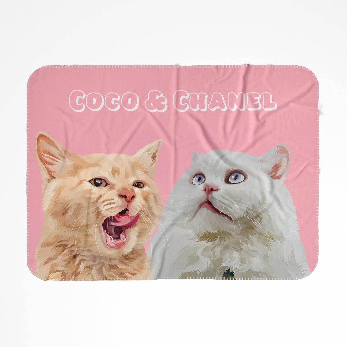 Pet Portraits | Modern: Custom Two Pet Blanket (Half Body) | Paw & Glory
