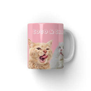 Modern: Custom Two Pet Coffee Mug (Half Body) - Paw & Glory - Dog Portraits - Pet Portraits