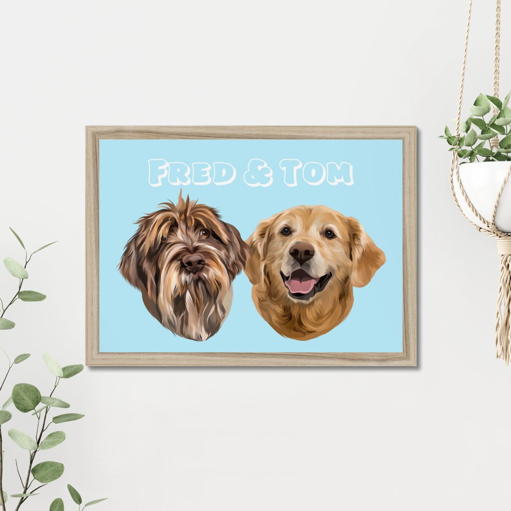Modern: Custom Two Pet Portrait - Paw & Glory - Dog Portraits - Pet Portraits