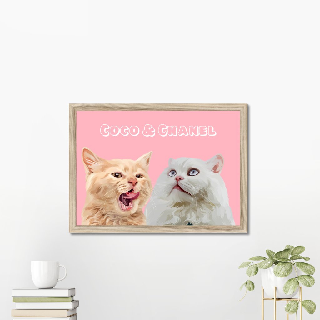 Pet Portraits | Modern: Custom Two Pet Portrait (Half Body) | Paw & Glory