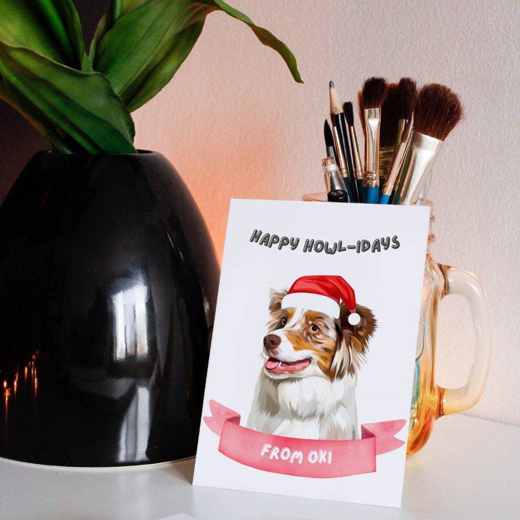 Modern Happy Howlidays Christmas Cards - Paw & Glory - Dog Portraits - Pet Portraits