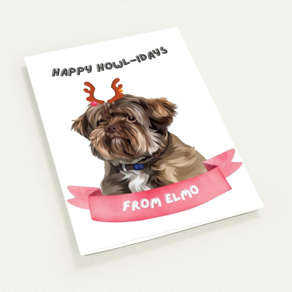 Modern Happy Howlidays Christmas Cards - Paw & Glory - Dog Portraits - Pet Portraits