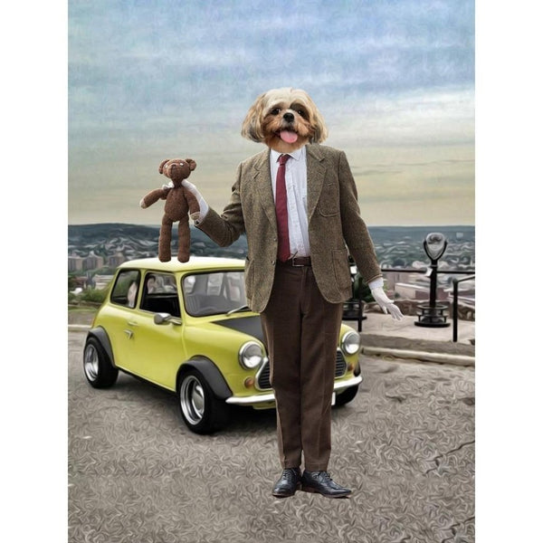 Silent Comedy Gentleman Custom Digital Download Pet Portrait | Pet Portrait From Photo | Paw & Glory