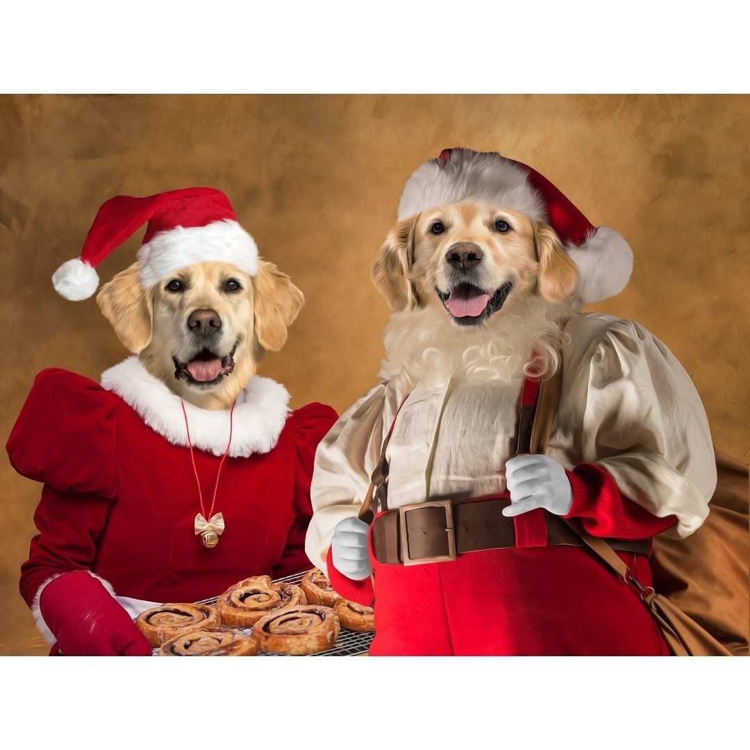 Pet Portraits | Mr & Mrs Claus: Custom Digital Download Pet Portrait | Paw & Glory