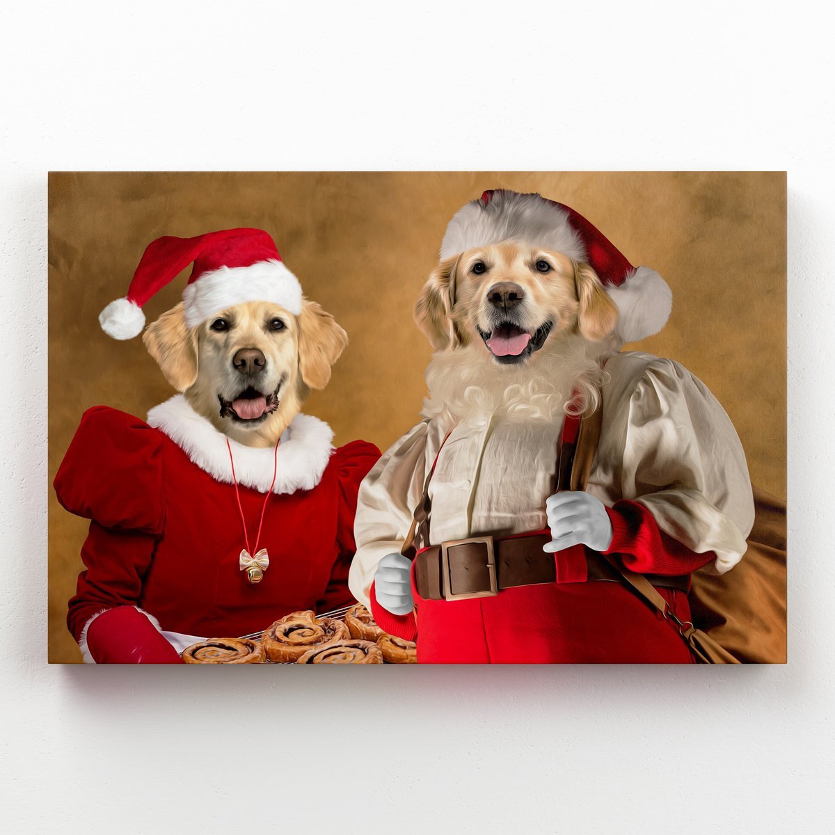 Pet Portraits | Mr & Mrs Claus: Custom Pet Canvas | Paw & Glory