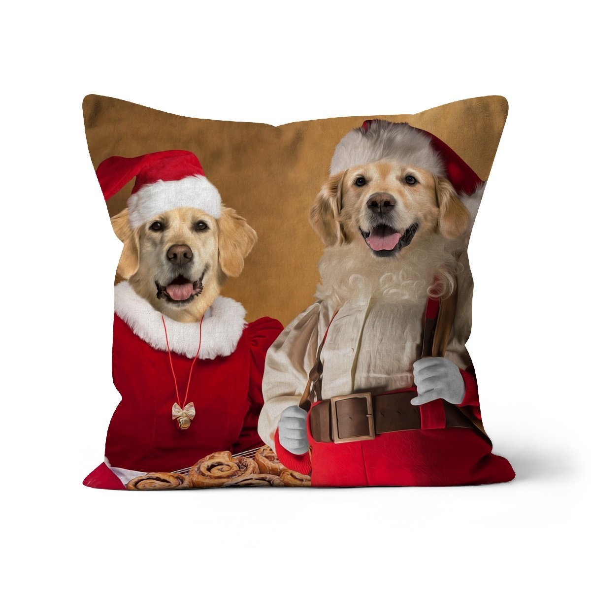 Pet Portraits | Mr & Mrs Claus: Custom Pet Pillow | Paw & Glory